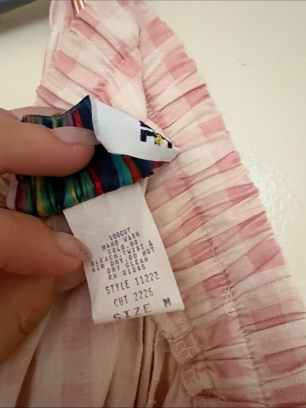 Pink Gingham Tiered Maxi Skirt with Elastic Waistband - Picture 5 of 5